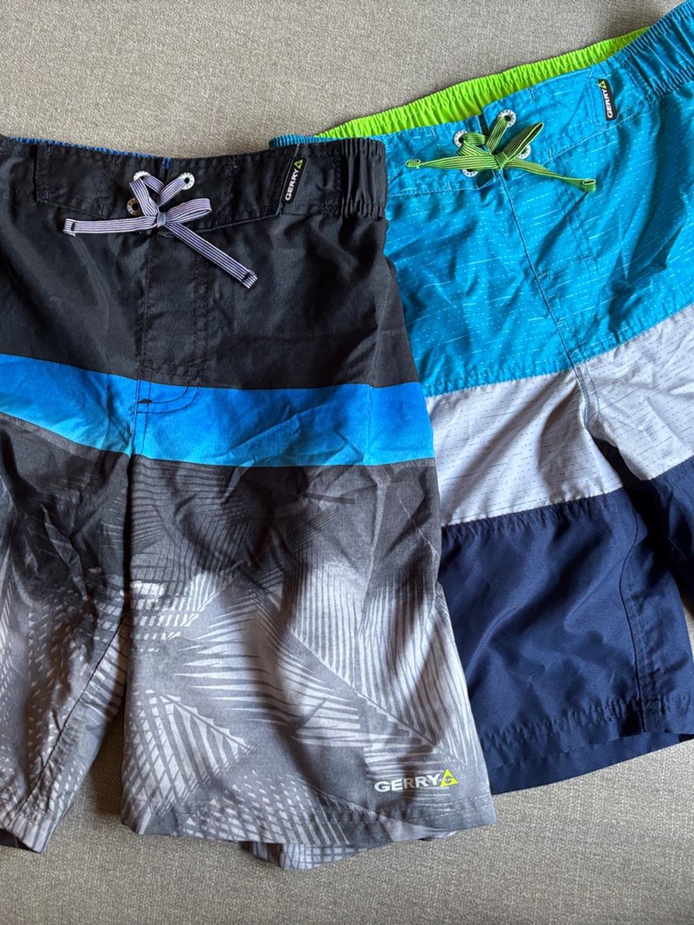 Kids Swim Shorts - size 10-12 - Blue, Navy, Gray